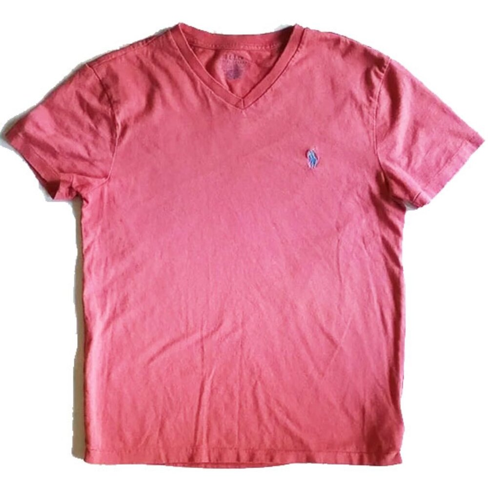 Polo Cotton Custom Slim Fit V-Neck T-shirt S Dark Salmon Light Red